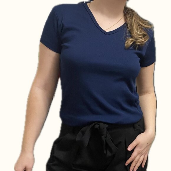 Blue Ribbed T-Shirt - Picture 3 of 4